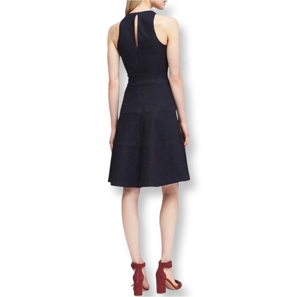 Banana Republic Dark Denim Paneled Fit And Flare Dress Sz 00P